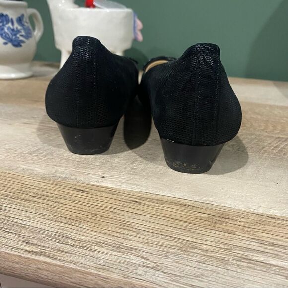 Alex Marie Black Leather Embellished Beaded Wedge Flats Size 9 - Picture 5 of 9